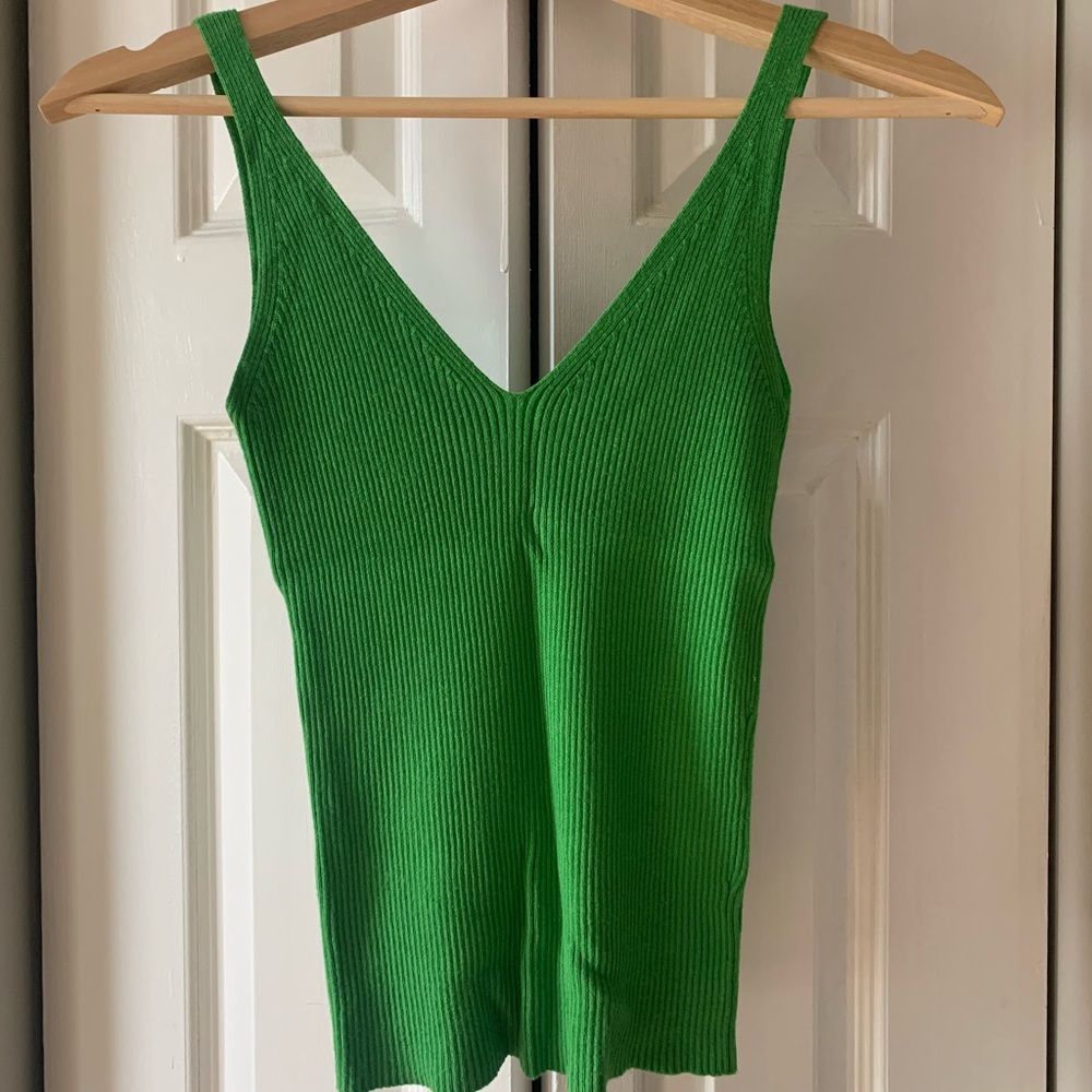 Bright green tank top, MANGO